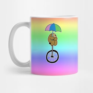 Umbrella Unicycle Sloth Rainbow Ombre Mug